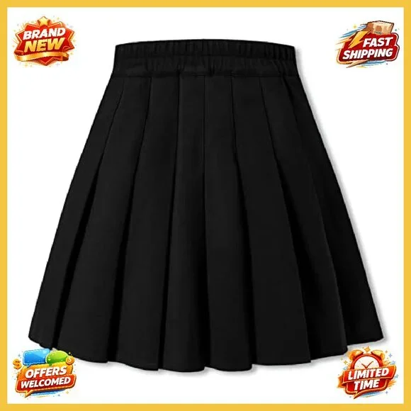 Woolen Pleated Skirt with Stretchy Band and Pockets Y2K Chic Winter